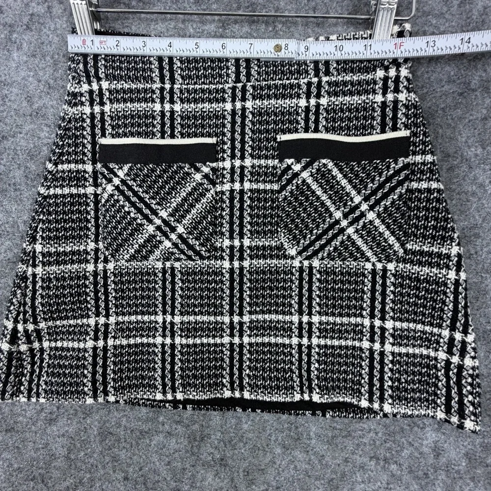 Zara Trf Mini Skirt Womens XS Black White Plaid Tweed Academia Schoolgirl Preppy